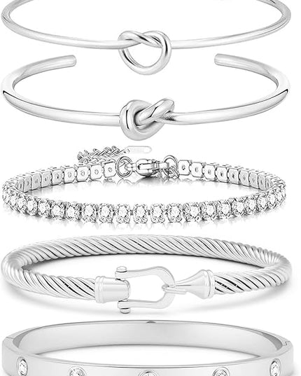 18 K Gold Plated Love Bangle Bracelet Stack Cuff Jewelry for Women Jewelry Set for Women Gift with Box