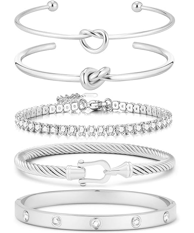 18 K Gold Plated Love Bangle Bracelet Stack Cuff Jewelry for Women Jewelry Set for Women Gift with Box