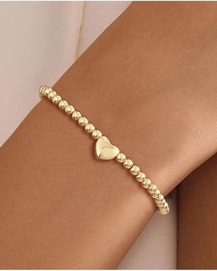Gold Bracelets for Women 14K Gold Beaded Bracelets Stackable Bracelets for Women Gold Charm Bracelet Non Tarnish Gold Jewelry for Women Trendy