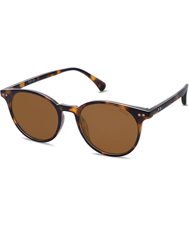 SOJOS Small Round Classic Polarized Sunglasses for Women Men Vintage Style UV400 Lens MAY SJ2113