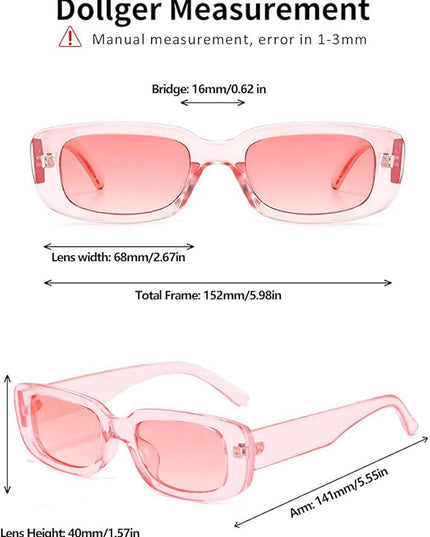 Dollger Rectangle Sunglasses for Women Men Trendy Retro Fashion Sunglasses UV 400 Protection Square Fram