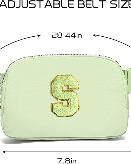 Gitus Gifts for 8 9 10 11 12 Year Old Girls Belt Bag Fanny Pack Crossbody Bags with Initial Letter Patch Cute Stuff Birthday Gifts for Teen Girls Women Personalized Trend Stuff (Light Green-S)