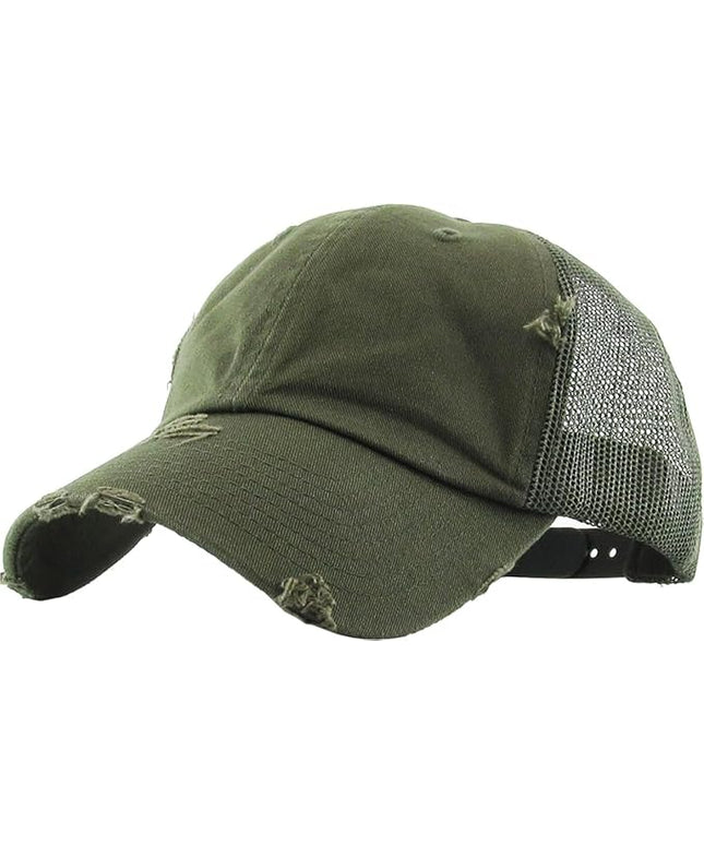KBETHOS Vintage Washed Distressed Cotton Dad Hat Baseball Cap Adjustable Polo Trucker Unisex Style Headwear