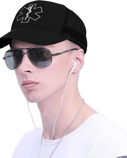 CLNXMT EMS Trucker Hat - Snapback Hat, Breathable Mesh Baseball Cap for Men Women