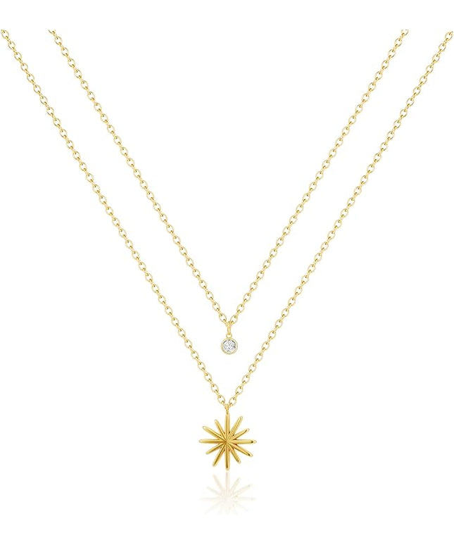 Tewiky Dainty 14k Gold Plated/Silver Cubic Zirconia Necklaces for Women, Simple CZ Jewelry Necklaces Trendy Gifts