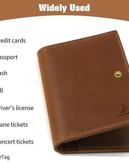 Jack&Chris Genuine Leather Passport Holder For Travel, RFID Blocking Handmade Passport Holder with Card Case Organized & Safe, Quality Travel Essentials for Women and Men for Gifting, Brown