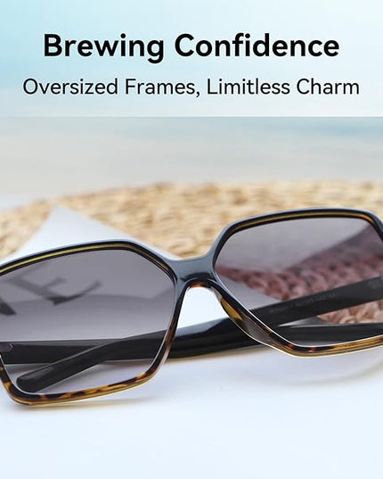 Dollger Oversized Square Sunglasses for Women Big Large Wide Fashion Shades for Men UV Protection Unisex
