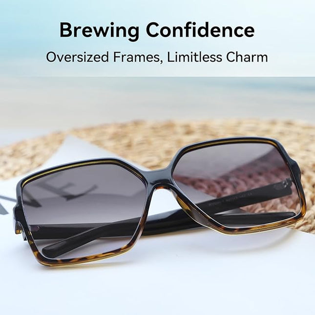 Dollger Oversized Square Sunglasses for Women Big Large Wide Fashion Shades for Men UV Protection Unisex