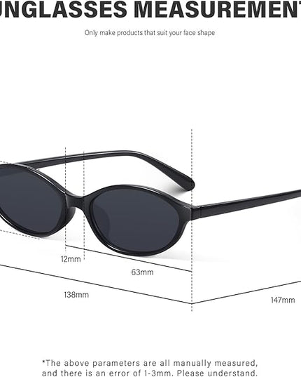KUGUAOK Retro Oval Sunglasses for Women 90s Design Small Cat Eye Sun Glasses UV Protection Y2k Trendy Narrow Shades