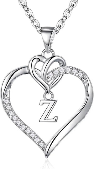 STORUP Christmas Gifts for Women Teen Girls - Heart Initial Necklaces for Women Girls, 14K-Gold-Plated Cubic Zirconia Initial A-Z Pendant Dainty Heart Necklaces for Teen Girl Jewelry Birthday Gifts