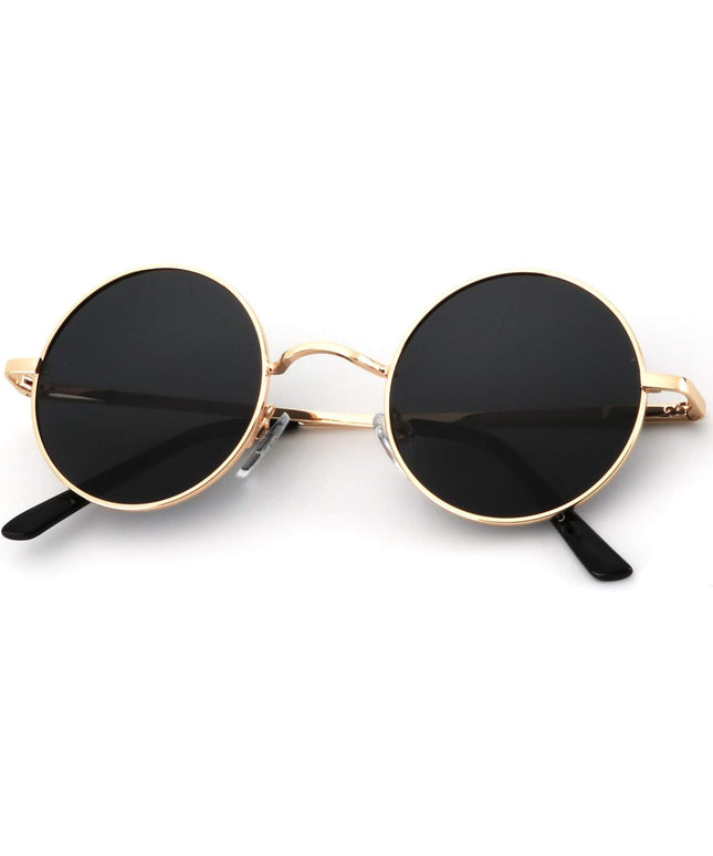 KALIYADI Round Polarized Sunglasses for Men Women Retro Metal Hippie Circle Style Sun Glasses UV Protection