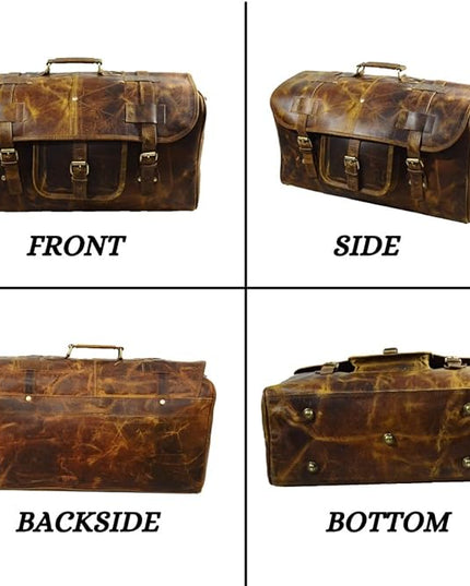 Urban Dezire Leather Duffel Travel Gym Overnight Weekend Leather Bag Sports Cabin