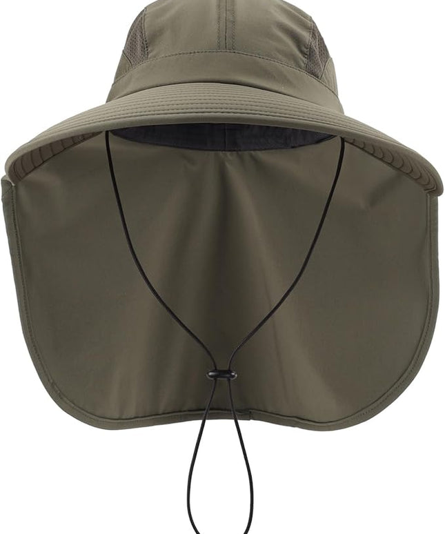 Home Prefer UPF 50+ Sun Hats for Men Women Wide Brim Fishing Hat with Neck Flap UV Protection Sunblock Safari Bucket Hat