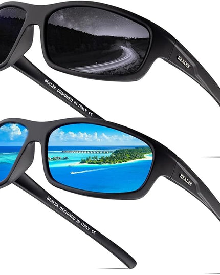 BEALER Polarized Sports Sunglasses for Men Lightweight TR90 Frame Sun Glasses Driving Cycling Fishing UV Protection Shades