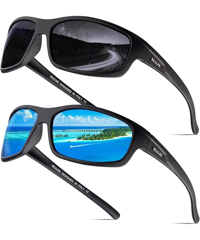 BEALER Polarized Sports Sunglasses for Men Lightweight TR90 Frame Sun Glasses Driving Cycling Fishing UV Protection Shades