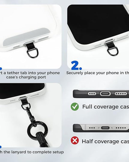 Moyad Crossbody Phone Lanyard, Anti-Theft Cell Phone Strap with 2 Tether Tab for iPhone, Universal Adjustable Neck Holder