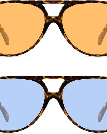 YDAOWKN Retro Aviator Sunglasses for Women Mens Large Frame Classic Vintage 70s Sun Glasses Aviators