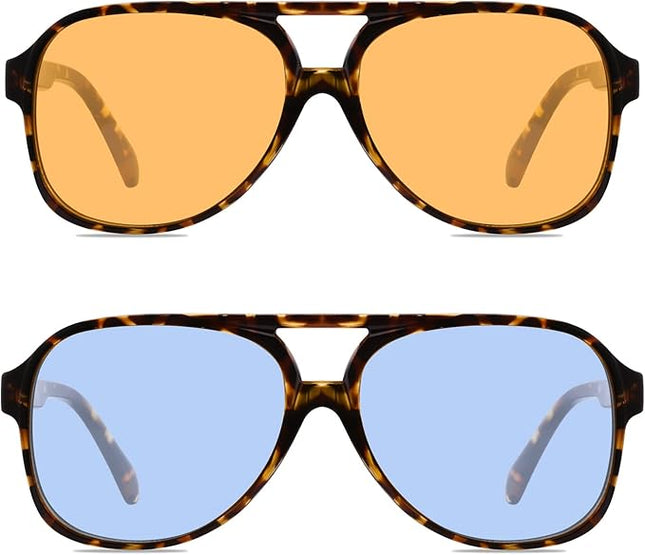 YDAOWKN Retro Aviator Sunglasses for Women Mens Large Frame Classic Vintage 70s Sun Glasses Aviators