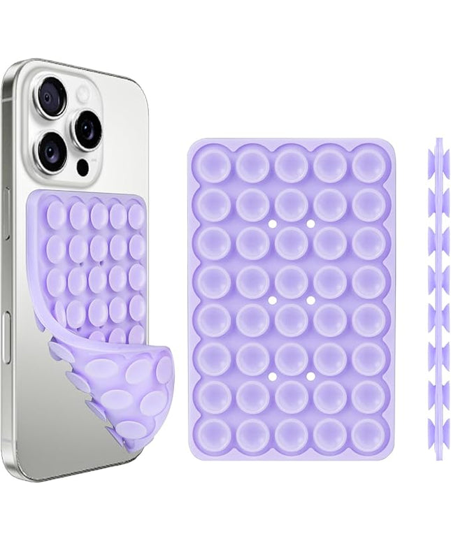 1 Pack Purple Double Sided Silicone Suction Cup Phone Case Mount, Strong Grip Holder for Selfies and Videos, Compatible with iPhone and Android