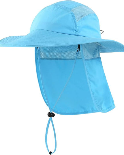 Home Prefer UPF 50+ Mens Wide Brim Fishing Hat with Neck Flap Sun Hat for Men Women Sun Protection Cap
