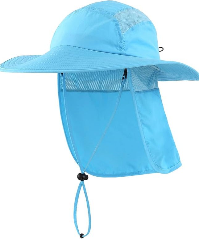 Home Prefer UPF 50+ Mens Wide Brim Fishing Hat with Neck Flap Sun Hat for Men Women Sun Protection Cap