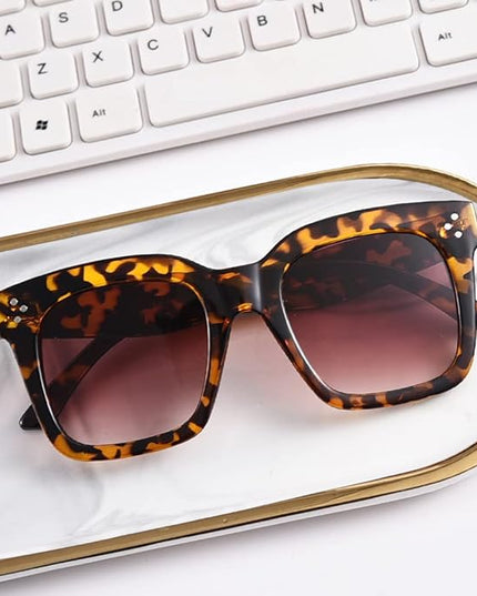 Vintage Women Oversized Sunglasses Designer Luxury Square Sun Glasses UV400 Protection Flat Lens