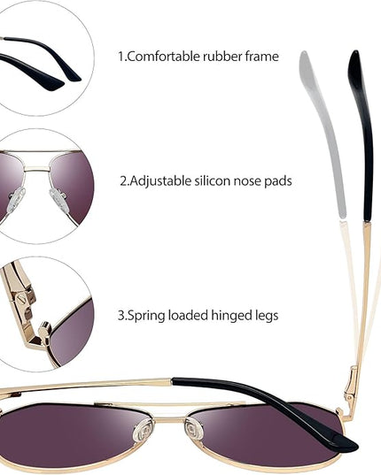 Joopin Polarized Metal Aviation Sunglasses Men, Classic Military Sun Glasses Women, Rectangle Shades UV400 Protection Costume