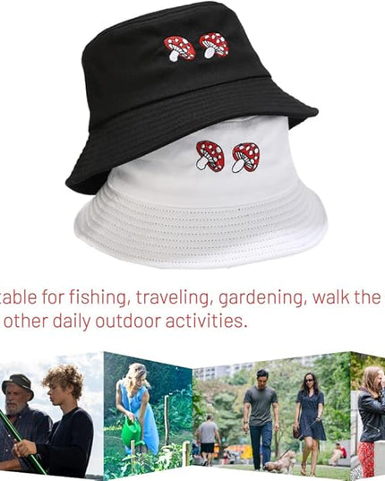 Cotton Bucket Hat for Women Men Summer Travel Sun Beach Bucket Cap, Unisex Outdoor Fisherman Hat