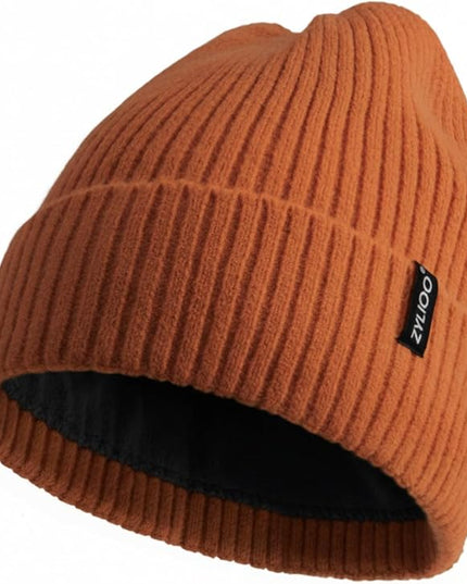 Zylioo Plus Size Fleece Lined Beanie Hat,2XL/XL/L/M/S Thermal Knitted Hat,Winter Warm Lined Snow Hats for Women Men