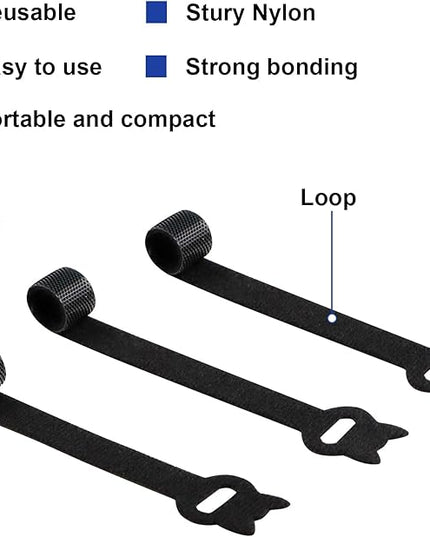 100PCS Reusable Cable Ties, 8 Inches Adjustable Cord Straps, Wire Organizer, Cord Wrap Hook Loop Cable Management, Multi Purpose Cable Management Ties for Home, Office & Data Centers Black
