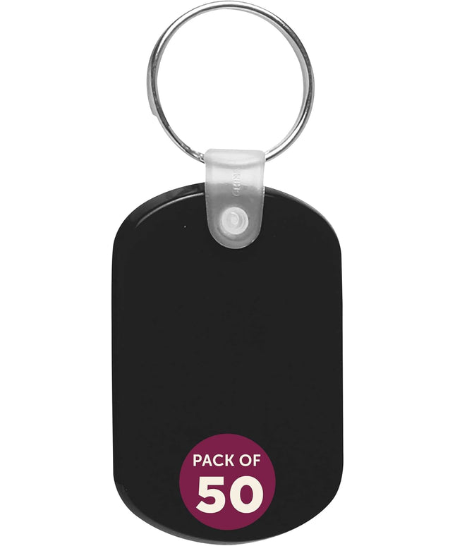 DISCOUNT PROMOS Tag Soft Plastic Keychains - 50 pack - Small Key Tag Chain For Staying Organized - Rubber Key Ring Keychain – Black