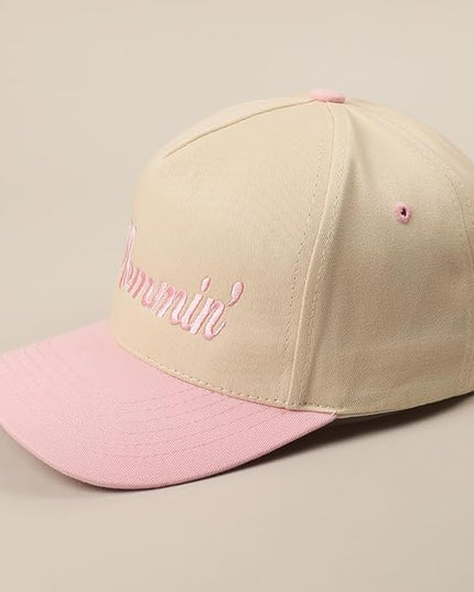MIRMARU Two-Tone Vintage Canvas Trucker Hats for Men & Women, Adjustable Size Baseball Caps with Trendy Embroidered Design