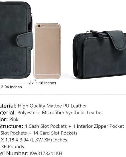 CLUCI Wallet For Women PU Leather RFID Blocking Womens Wallet Bifold Card Holder with ID Window Gifts for Women Birthday | RFID Blocking, Designer, Trifold, Card Holder, ID Window