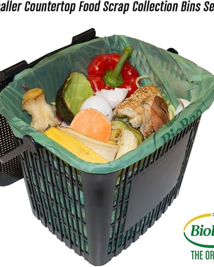 2.6 Gallon Compostable Food Scrap Bags by BioBag, 100 Count, BPI Certified, Meets ASTM D6400 Standards, Made in USA, Kitchen Counter Bin Liners