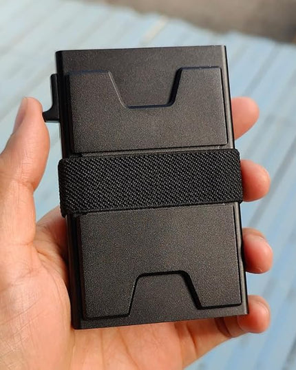 Jenoss Smart Pop Up Wallet for Men: Aluminum Card Holder Wallet, Slide Pop Up Case, Slim Metal RFID Blocking Credit Card Holder, Minimalist Compact 12+ Cards Slot Organizers ID Money Clip (Green)