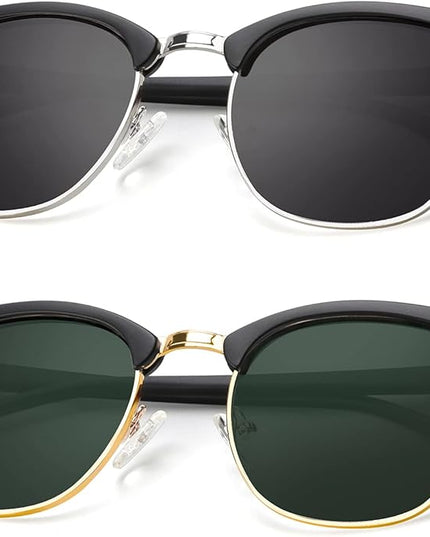 KALIYADI Polarized Sunglasses for Men and Women Semi-Rimless Frame Driving Sun glasses UV Blocking
