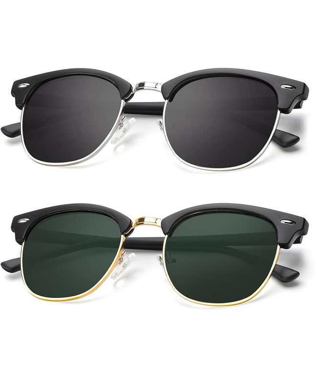 KALIYADI Polarized Sunglasses for Men and Women Semi-Rimless Frame Driving Sun glasses UV Blocking