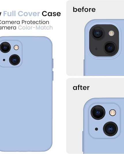 FireNova Designed for iPhone 13 Case, Silicone Upgraded [Camera Protection] Phone Case with [2 Screen Protectors], Soft Anti-Scratch Microfiber Lining Inside, 6.1 inch, Light Blue