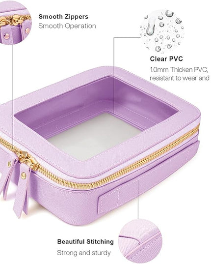 Travel Clear Makeup Bag Set, TSA Approved Cosmetic Bag Case with Zipper Portable Makeup Pouch Toiletry Bag Traveling Cosmetic Organizer Storage Bag Car Organizer Car Essentials