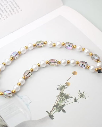 Beaded Camera Wrist Strap, Cute Phone Charms Strap, Pearl Bracelet Wrist Strap, Phone Keychain Decoration for Wallet