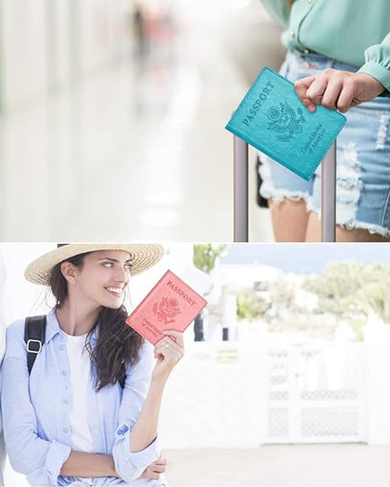 Eoehro Passport Holder for Travel Essentials-2Pack, Passport Wallet Cover Case for Travel Must Haves Accessories,Passport Book Holders for Women and Men