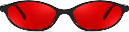 FEISEDY Retro Oval Cat Eye Sunglasses for Women 90s Narrow Lightweight Shades Y2k Trendy Sunnies B0257