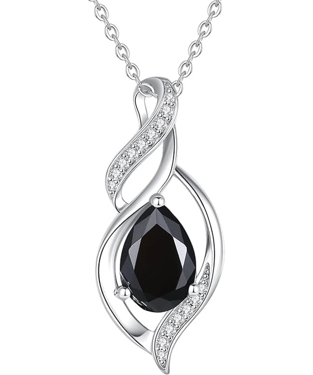 FANCIME Birthstone Necklace for Women Teardrop Necklace S925 Sterling Silver Infinity Love Birthday Gifts for Mom Women Girls, 16"+2" Inches