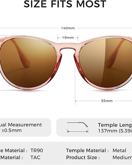 SUNGAIT Premium Vintage Round Sunglasses for Women Men Classic Retro Trendy Style