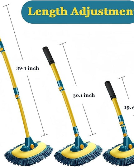 Car Wash Brush with Long Handle, Car Wash Mop Mitt with 2 Replacement Head , Extension Pole Car Brush Cleaning Kit for Cars Trucks