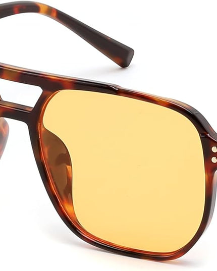 FEISEDY Retro Square Aviator Sunglasses Women Men 70s Vintage Trendy Plastic Frame Sun Glasses B2835