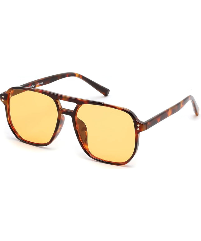 FEISEDY Retro Square Aviator Sunglasses Women Men 70s Vintage Trendy Plastic Frame Sun Glasses B2835