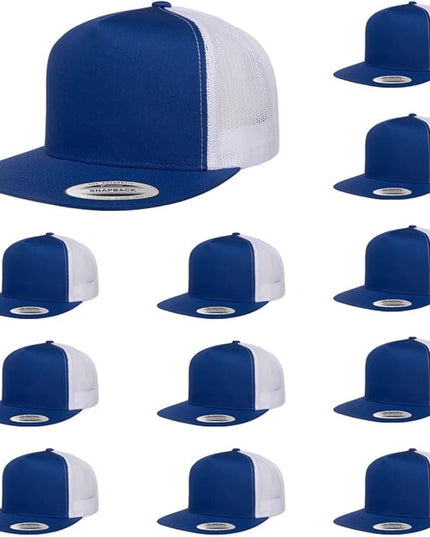 Yupoong 5-Panel YP Classic Trucker Cap | High Profile Flat Visor Snapback | OSFM | Bulk Packs Available