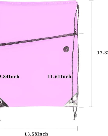 CODOBON Lightweight Drawstring Backpack with 2 Compartments Holds 14" Laptop & Shoes | Foldable |big Zip Pocket with Cable Port | Economical for Gym, Travel,Daliy (20, Pink)