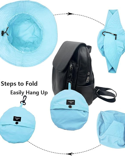 woogwin Waterproof Bucket Rain Hat with Chin Strap Quick Dry Packable Boonie Sun Hat Safari Hat UV Protection